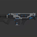 Futuristic Tactical Rifle With Black And Blue Design Tactical Rail And Sci Fi Elements