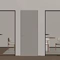 Modern Double Doors Design With Frosted Glass Solid Panel And Vertical Stripes 3d model
