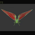 Butterfly With Vibrant Red Wings And Yellow Sections On Dark Background 3d model