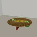 Round Brown Coffee Table With Sphere Legs And Minimalist Design 3d model