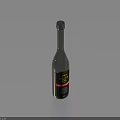 Elegant Black Wine Bottle Featuring Gold And Red Label On Light Blue Background With Shadow