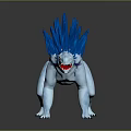 Fierce Mythical Dinosaur With Blue White Scales Crystalline Spiked Back And Red Tongue
