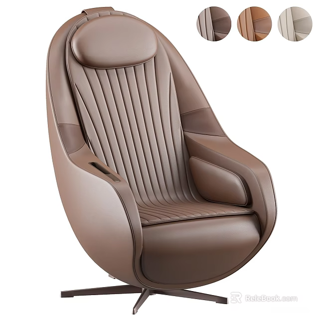Modern Brown Leather Single Sofa With Stitch Details And Comfortable Backrest 3d model 