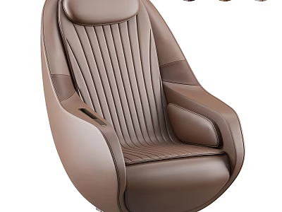 Modern Brown Leather Single Sofa With Stitch Details And Comfortable Backrest 3d model