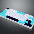 Modern Mechanical Keyboard With White Light Blue And Dark Blue Custom Keycaps Design