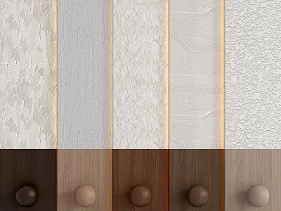 Various Textured Wall Panels In Neutral And Wooden Tones For Interior Decor 3d model