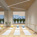 Bright Modern Fitness Gym Open Space With Arched Design Equipment And Plants