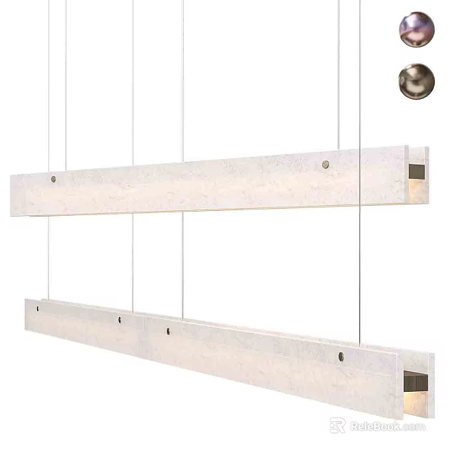 Modern Linear White Hanging Chandelier Double Tier Minimalist Sleek Design Ceiling Light 3d model 