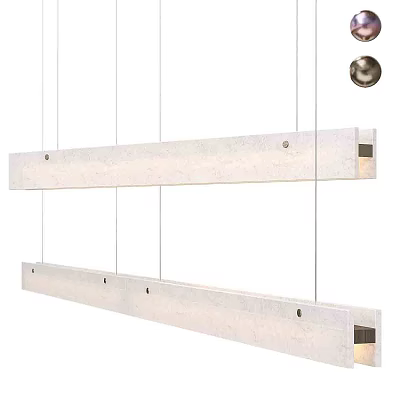 Modern Linear White Hanging Chandelier Double Tier Minimalist Sleek Design Ceiling Light 3d model