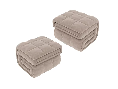Two Folded Beige Square Blankets Soft Cozy Home Living Essentials 3d model