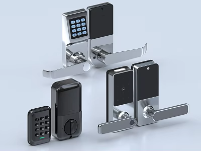 Modern Smart Door Handle With Digital Keypad And Secure Lock Design 3d model