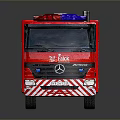 Red Fire Truck Model With Mercedes Benz Logo Emergency Lights And White Doors