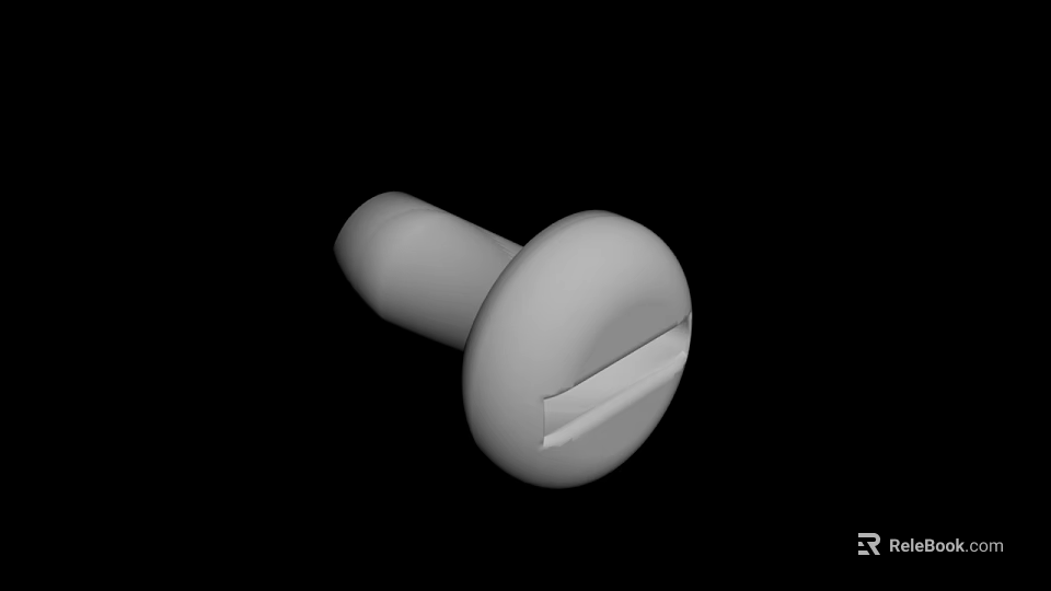 White Slotted Machine Screw Close Up View Isolated on Black Background 3D Rendering 3d model 