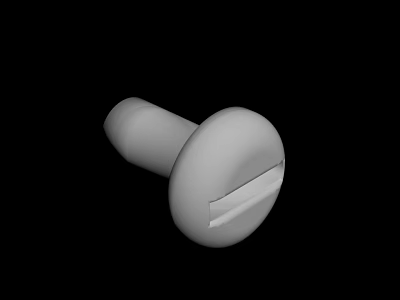 White Slotted Machine Screw Close Up View Isolated on Black Background 3D Rendering 3d model
