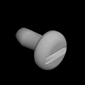 White Slotted Machine Screw Close Up View Isolated on Black Background 3D Rendering