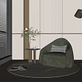 Modern Single Sofa Lazy Sofa 3d model