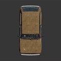 Retro Compact Car With Brown And Blue Exterior And White Wheels Details