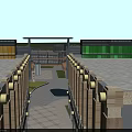 Modern Commercial Street With Open Plaza Stone Columns And Glass Facades