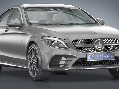 Luxury Mercedes Silver Sedan With Sleek Design Front Grille And Headlights 3d model