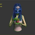 Woman In Pink Sleeveless Top Wearing Blue Sunglasses Holding Red Cup With Chopsticks