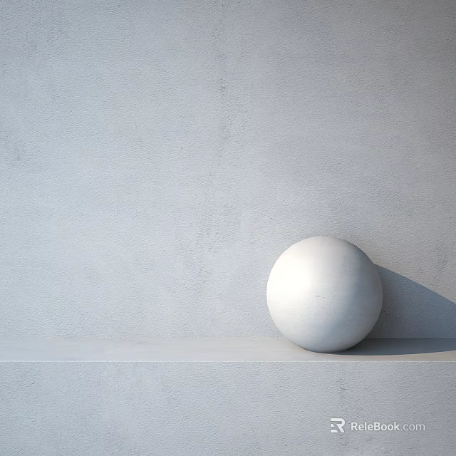 White Sphere Component On Gray Wall Background With Smooth Surface 3d model