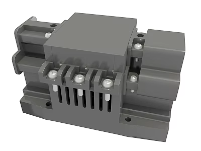 Gray Industrial Equipment With Square Main Body Side Components And Mounting Bolts 3d model