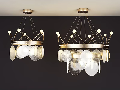 Modern Decorative Chandelier With Golden Frame And Circular Glass Discs 3d model