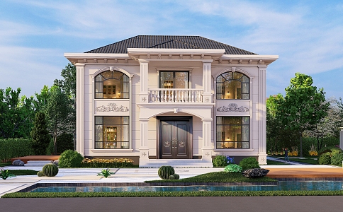 Modern European-style Two-story Single-family Villa Architectural Appearance Two-story Single-family Villa Architectural Appearance 3d model