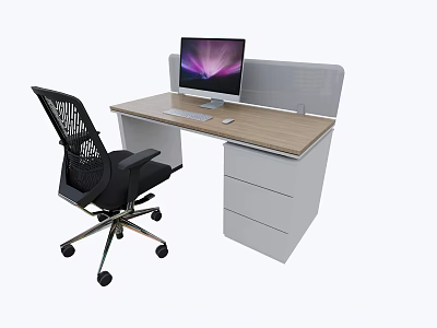 Office desk and chair combination can be spliced 3d model