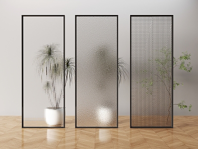 Modern Glass Single Door Extremely Narrow Oil Sand Glass Door Kitchen Bathroom Textured Glass Door 3d model