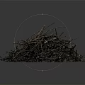 Natural Raw Wood Branches And Twigs Pile For Craft Or Firewood Material