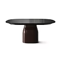 Modern Design Dining Table With Black Tabletop And Brown Cylindrical Legs 3d model