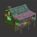 Log Cabin Architecture With Multi Colored Tiled Roof Stone Foundation And Wooden Porch