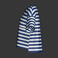 Blue and White Striped Short Sleeve Round Neck T-shirt for Casual Everyday Wear