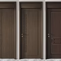 Dark Brown Wooden Flush Doors With Various Decorative Patterns And Frames 3d model