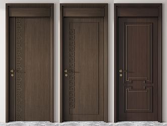 New Chinese Style Flat Door Single Door 3d model