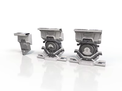Industrial Mechanical Components With Gray Metal Base And Circular Elements 3d model