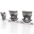 Industrial Mechanical Components With Gray Metal Base And Circular Elements