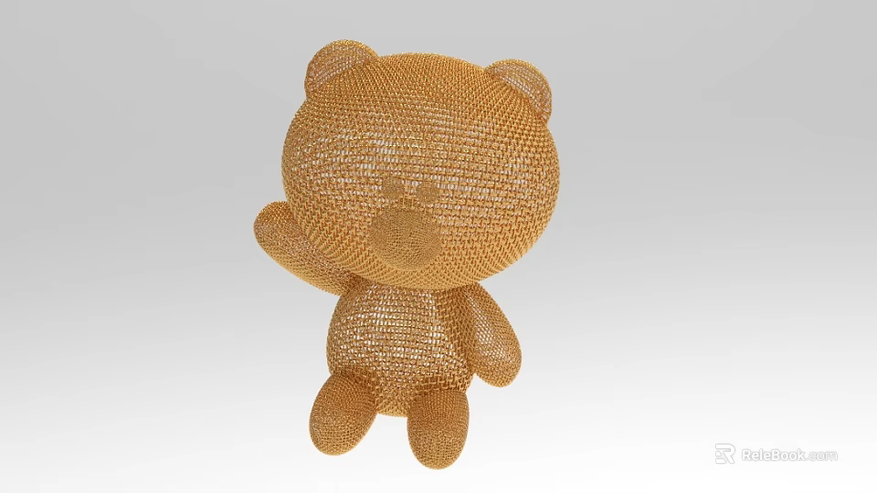Adorable Brown Knitted Bear Shaped Decorative Ornament Set For Interior Decoration 3d model 