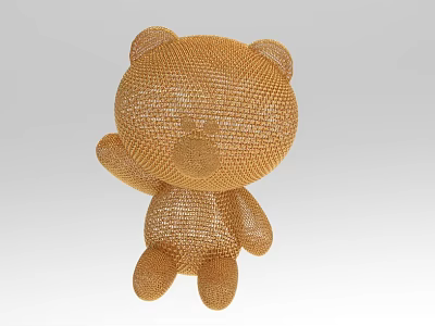 Adorable Brown Knitted Bear Shaped Decorative Ornament Set For Interior Decoration 3d model