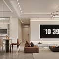 Modern Living and Dining Room Interior With Sofa Coffee Table Dining Chairs And Wall Art