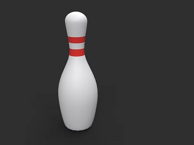 White Bowling Pin With Red Stripes Sports Equipment For Bowling Games 3d model