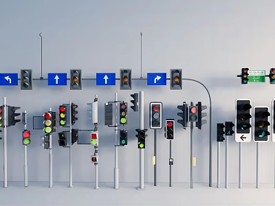 Modern traffic lights, traffic lights, traffic lights, traffic signs 3d model