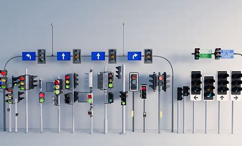 Modern traffic lights, traffic lights, traffic lights, traffic signs 3d model