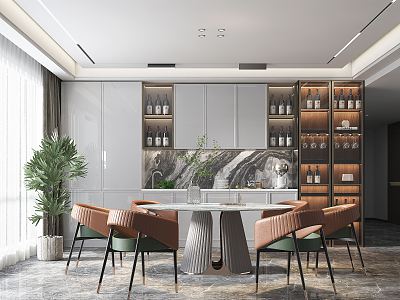 Modern Restaurant Wine Cabinet Dining Table model