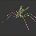 Yellow Mechanical Insect 3D Model With Long Legs Wings And Mechanical Structure 3d model