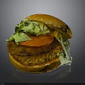 Juicy Double Patty Burger With Sesame Seed Bun Fresh Lettuce And Tomato Slice