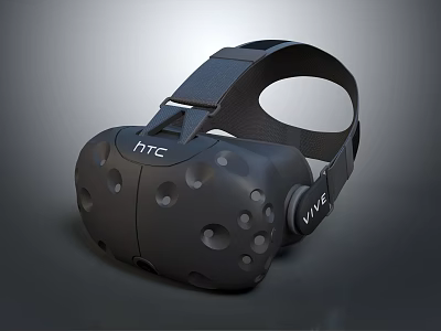 Black HTC Vive VR Headset With Adjustable Head Strap And Surface Holes 3d model
