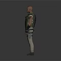 Game Movie Character With Red Short Hair Green Sleeveless Top Arm Tattoos And Waist Toolbelt