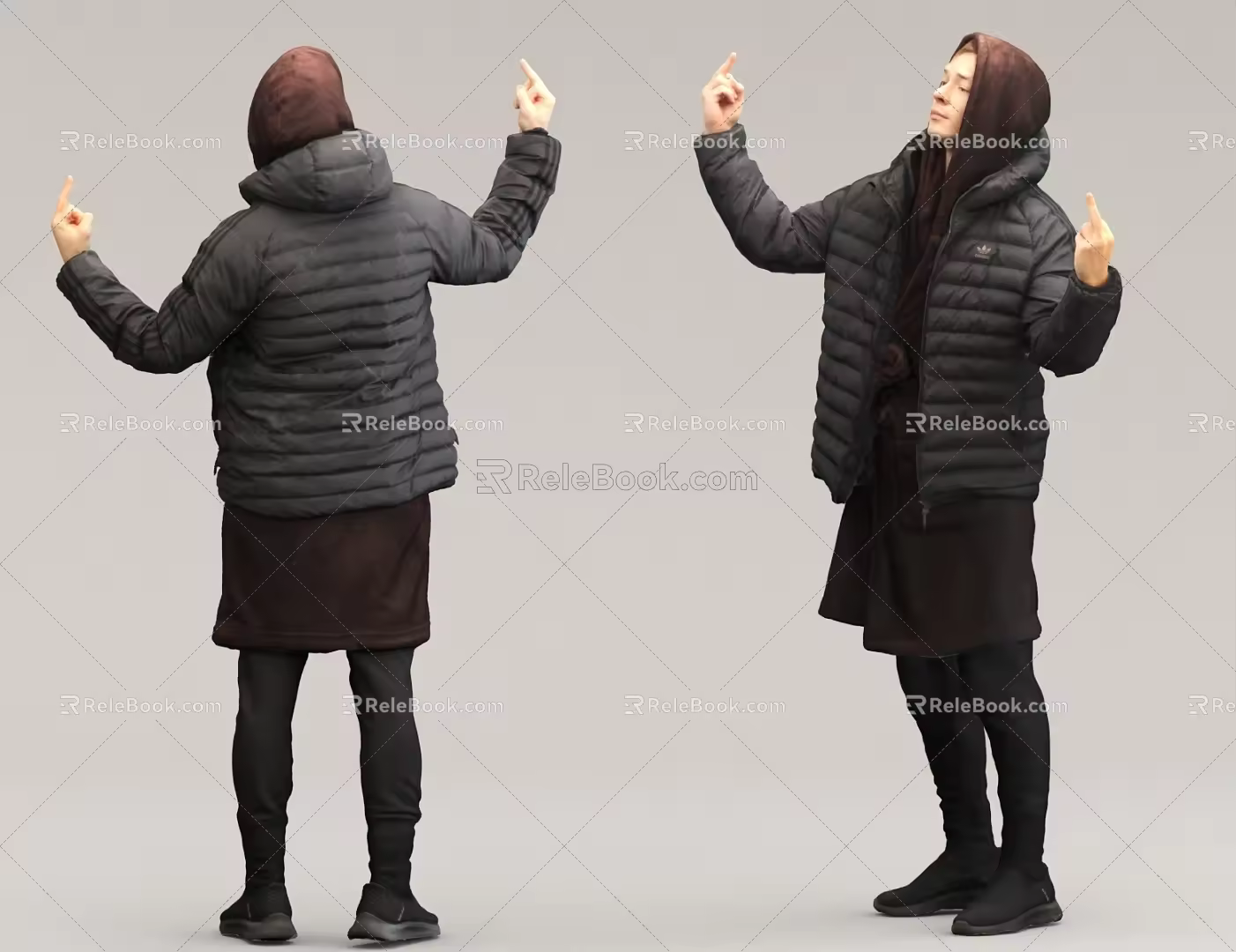 Dancing happily and cheering passers- 3d model